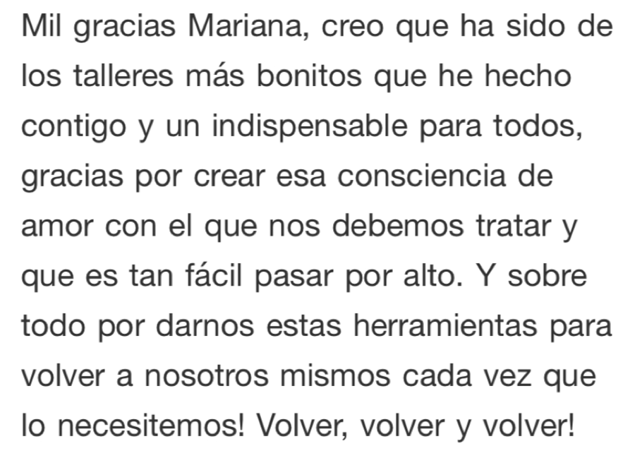 Testimonio de una alumna del taller